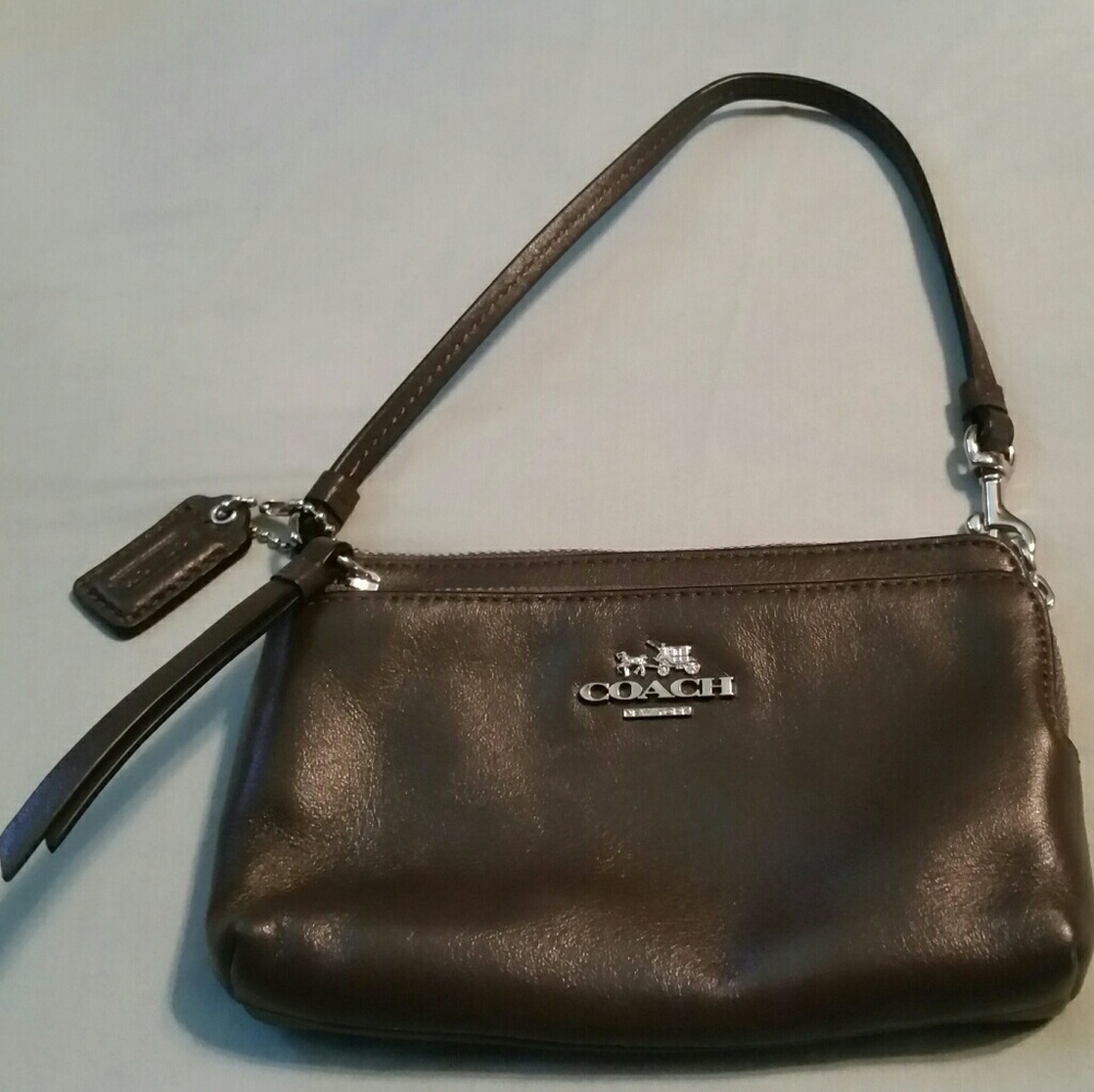 Coach brown leather wristlet